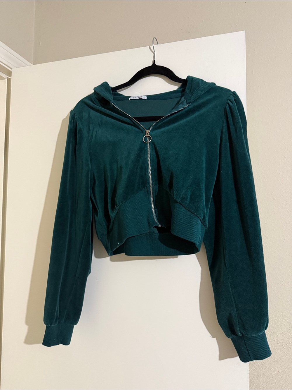 Reflex Emerald Green Velour Hooded Zip Jacket
